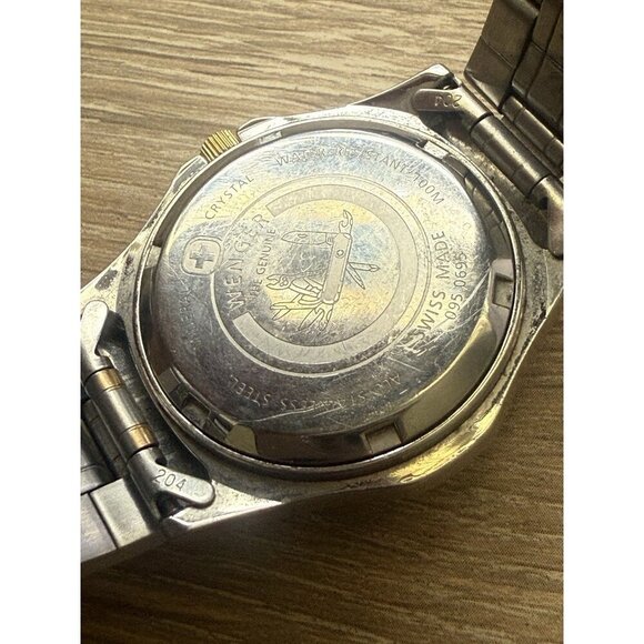 Wenger Gold Silver Tone Swiss Design Men's Watch 095 0695 Mineral Crystal WR100M - Picture 3 of 6